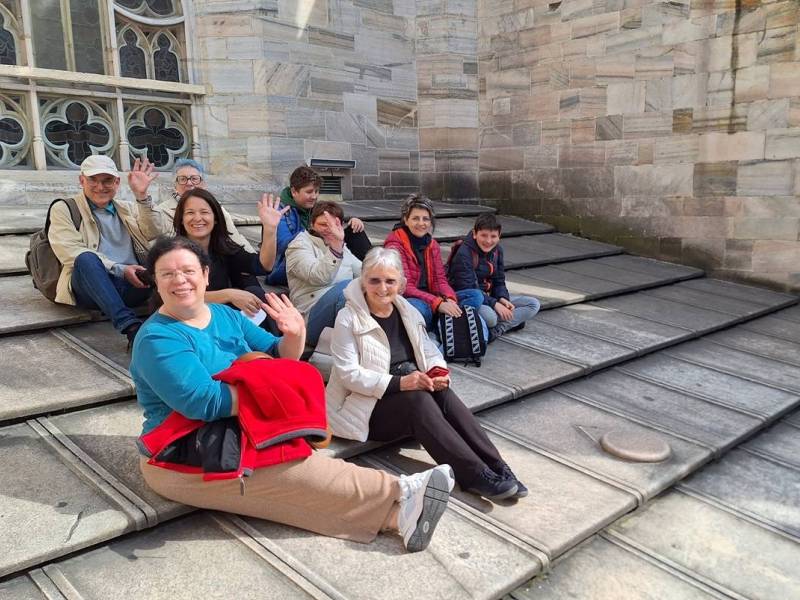 Una pausa salendo sul Duomo